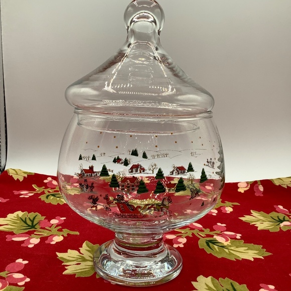 CHRISTMAS PLEASURES Glass Candy Jar. - Picture 2 of 6